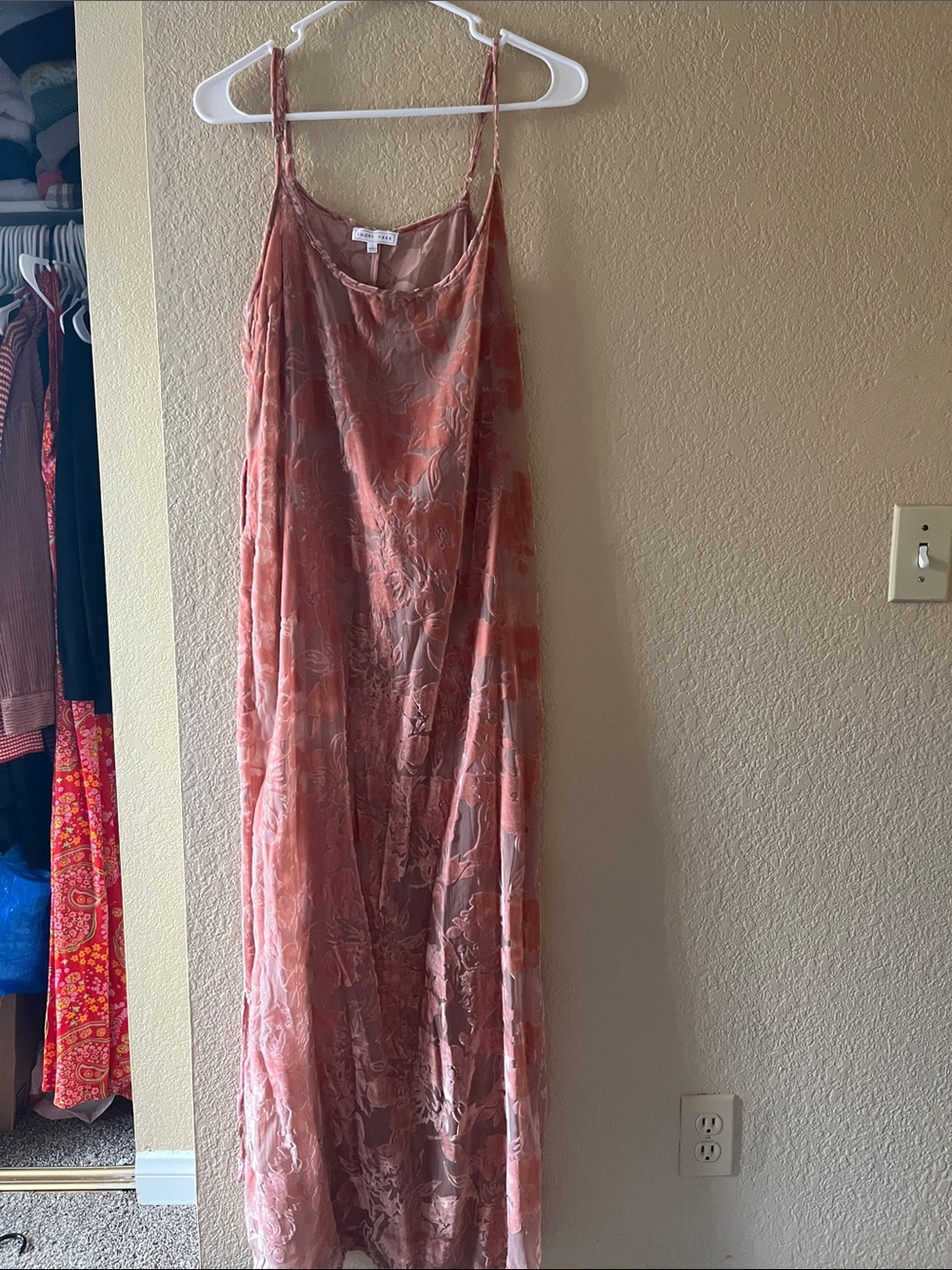 emory park Rose-Peach Floral Maxi Slip Dress